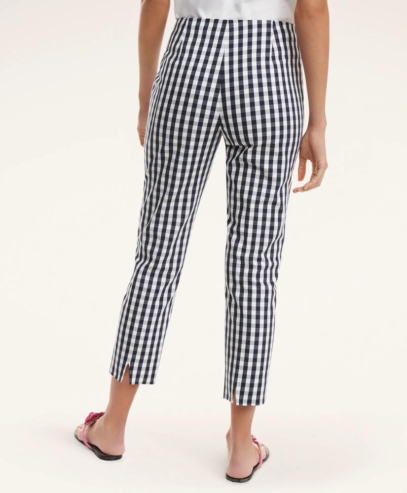 Stretch Cotton Slim Gingham Pants, image 4