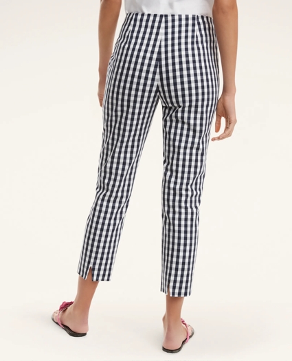Stretch Cotton Slim Gingham Pants, image 4
