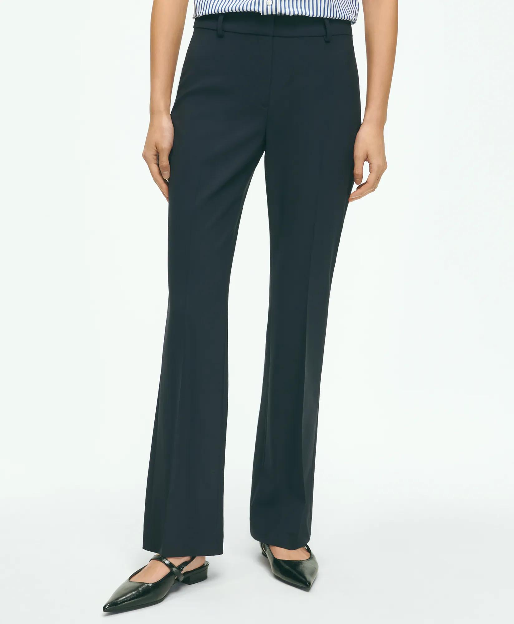 The Essentials Stretch Wool Flare Leg Trousers - Navy
