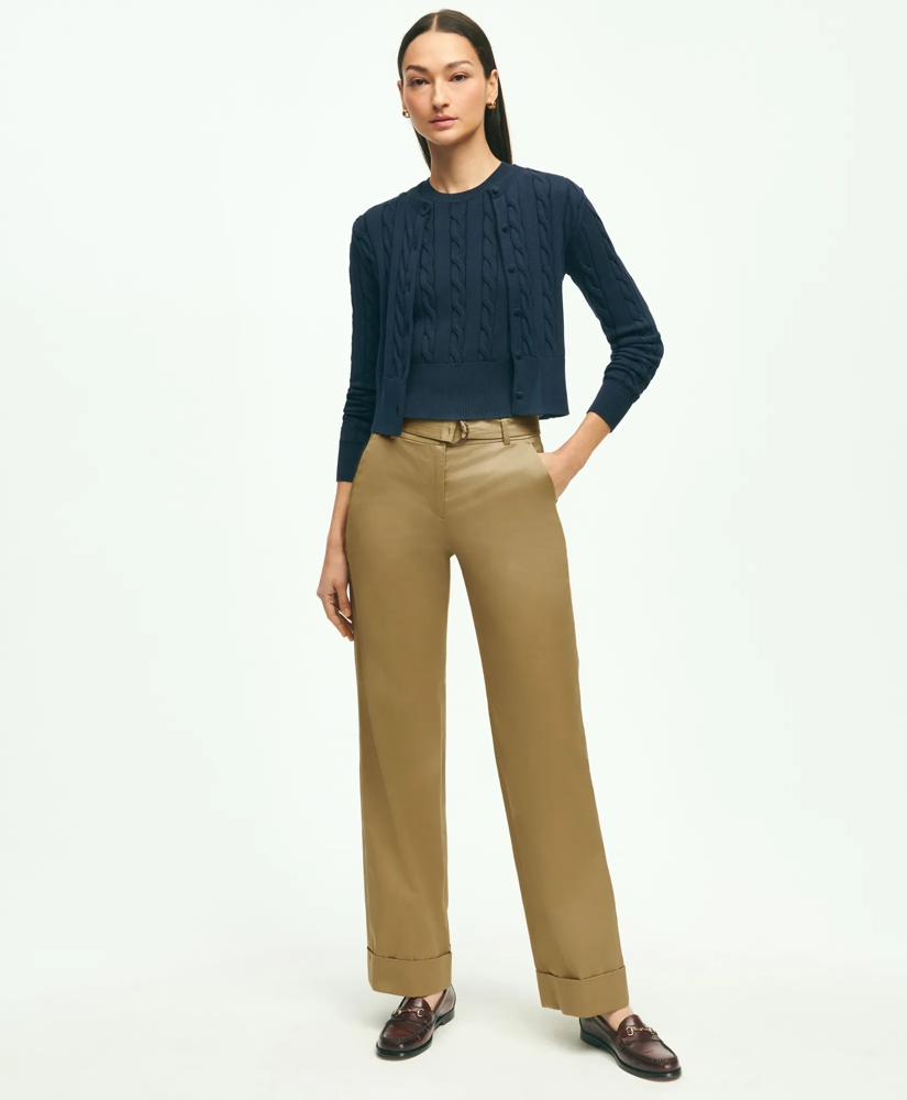 Stretch Cotton Twill Belted Pants, image 2