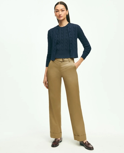 Stretch Cotton Twill Belted Pants, image 2
