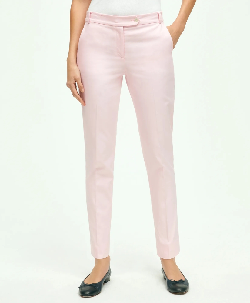 Stretch Cotton Pinpoint Oxford Cropped Pants, image 1
