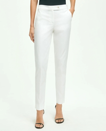 Stretch Cotton Pinpoint Oxford Cropped Pants, image 1
