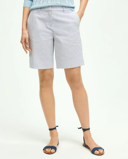 Stretch Cotton Seersucker Shorts, image 1