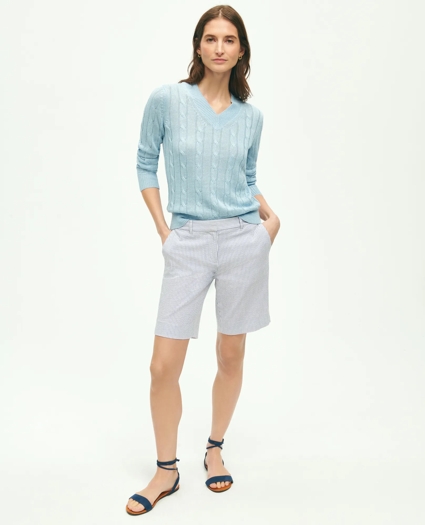 Stretch Cotton Seersucker Shorts, image 2