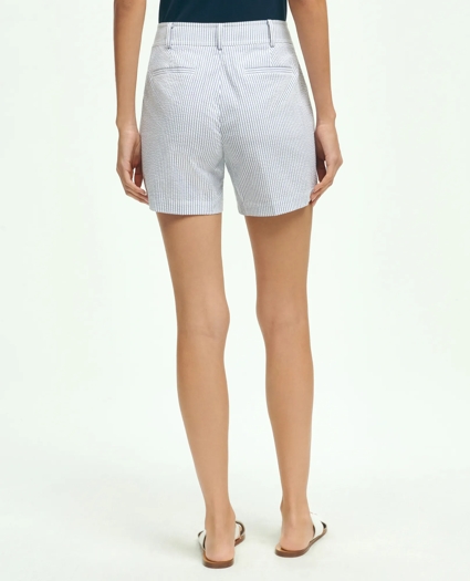 Stretch Cotton Pleated Seersucker Shorts, image 2