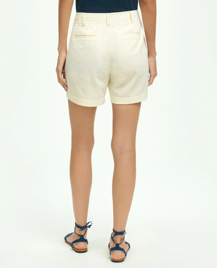 Stretch Cotton Pleated Seersucker Shorts, image 4