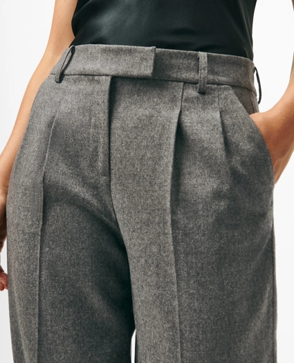 Wool Wide-Leg Pleated Flannel Trousers Wool Wide-Leg Pleated Flannel Trousers
