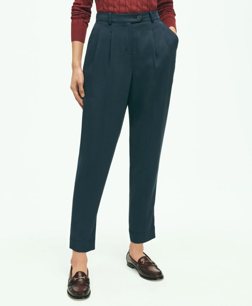 Slim Pleat-Front Cropped Pants, image 1