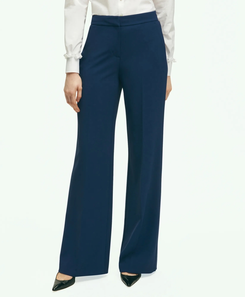 Fine Twill Crepe Wide-Leg Trousers, image 1