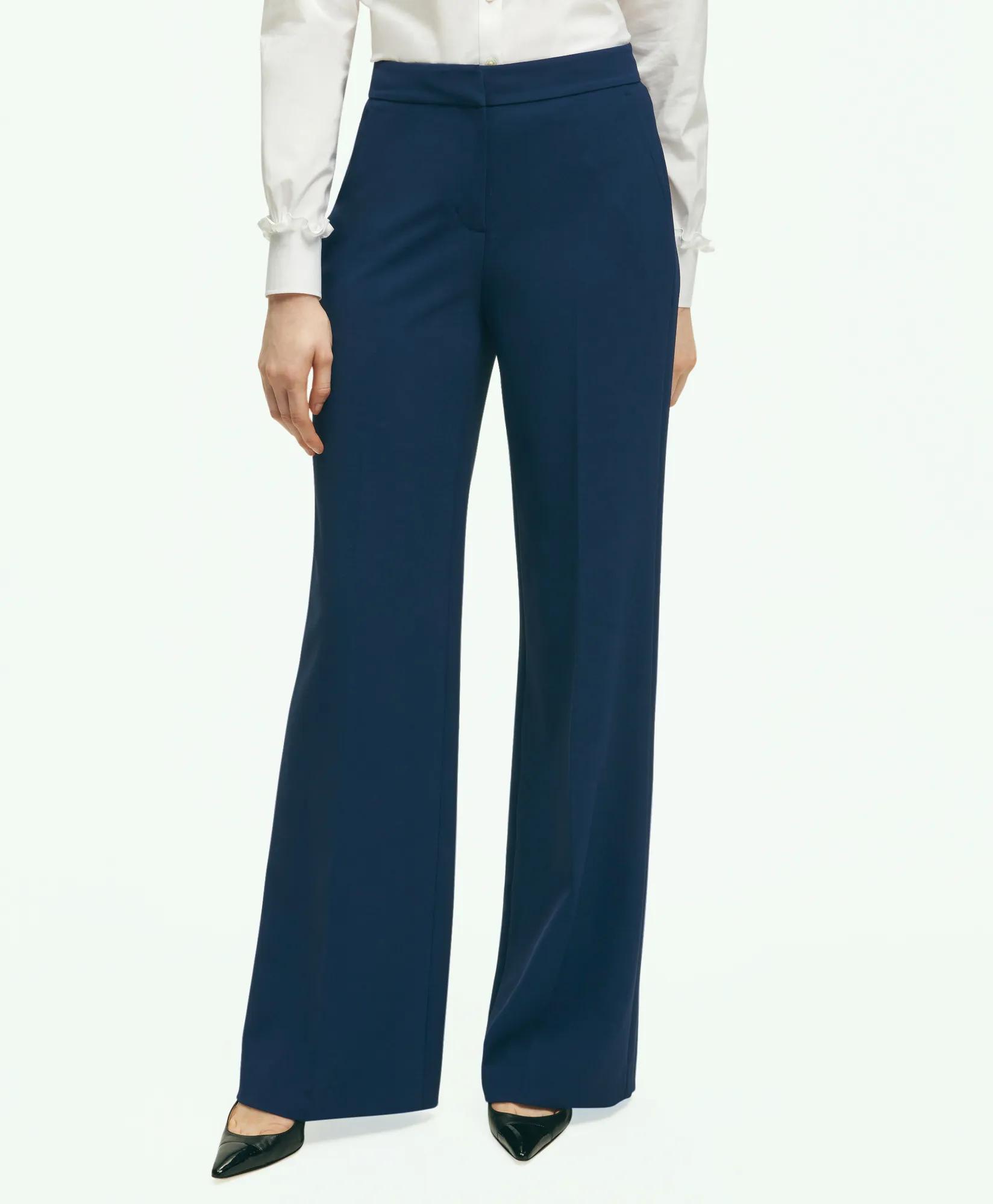 Fine Twill Crepe Wide-Leg Trousers, image 1