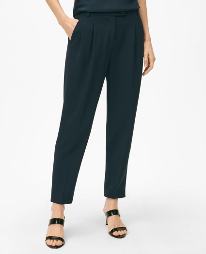 Cropped Fine Twill Crepe Pants, image 1