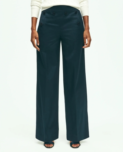 Cotton Twill Wide-Leg Sailor Pants, image 1