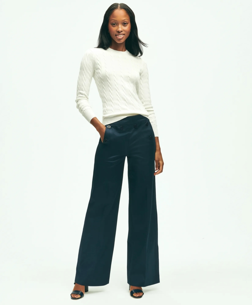 Cotton Twill Wide-Leg Sailor Pants, image 2