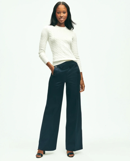 Cotton Twill Wide-Leg Sailor Pants, image 2