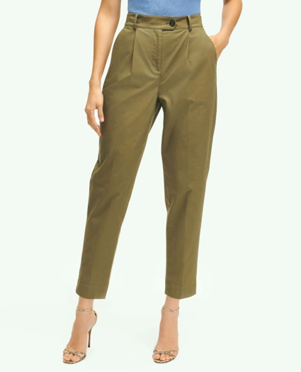 Cotton Canvas Tapered Pleat Pants, image 1