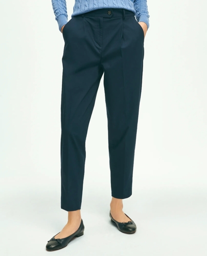 Cotton Canvas Tapered Pleat Pants, image 1