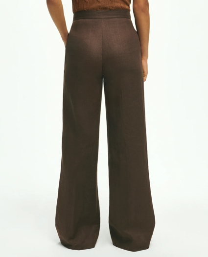 Pleated Wide-Leg Linen Trousers, image 5