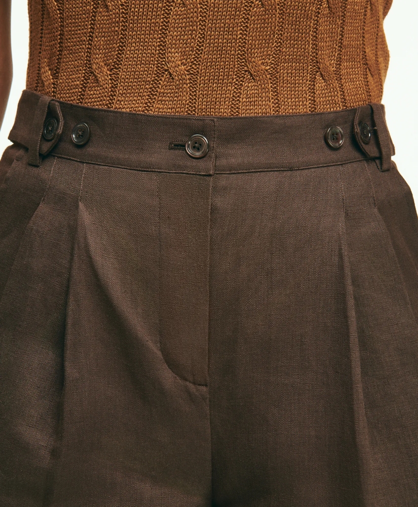 Pleated Wide-Leg Linen Trousers, image 3