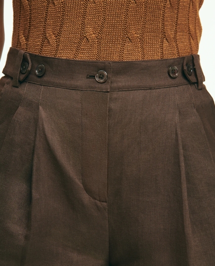 Pleated Wide-Leg Linen Trousers, image 3