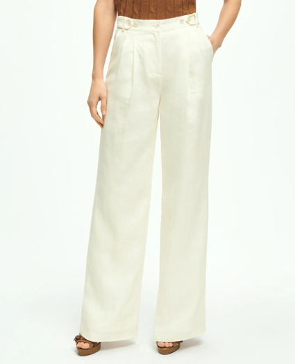 Pleated Wide-Leg Linen Trousers Pleated Wide-Leg Linen Trousers
