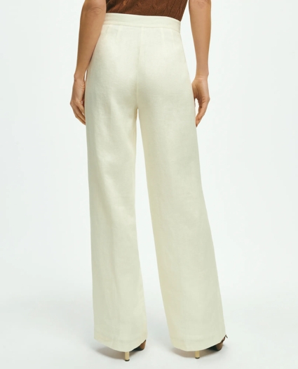 Pleated Wide-Leg Linen Trousers, image 2