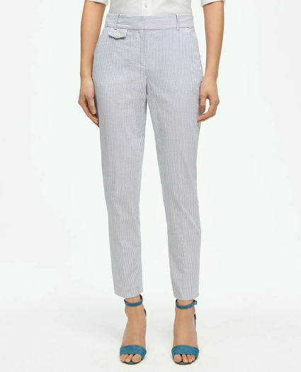 Classic Striped Seersucker Pants in Cotton Blend, image 1