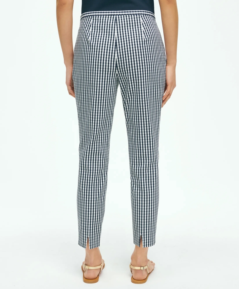 Gingham Side-Zip Pant In Bi-Stretch Cotton Twill Gingham Side-Zip Pant In Bi-Stretch Cotton Twill