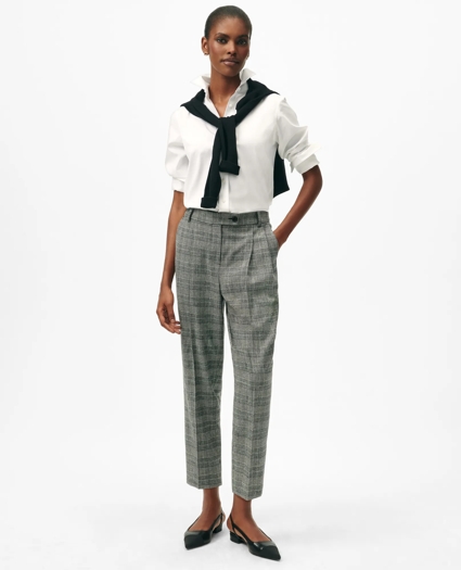Slim Trousers in Glen Plaid Wool Blend, image 1