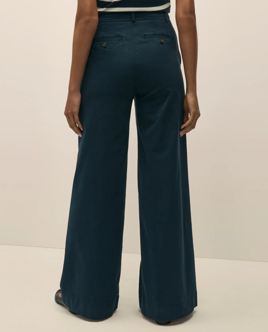 Cotton Twill Wide-Leg Pant