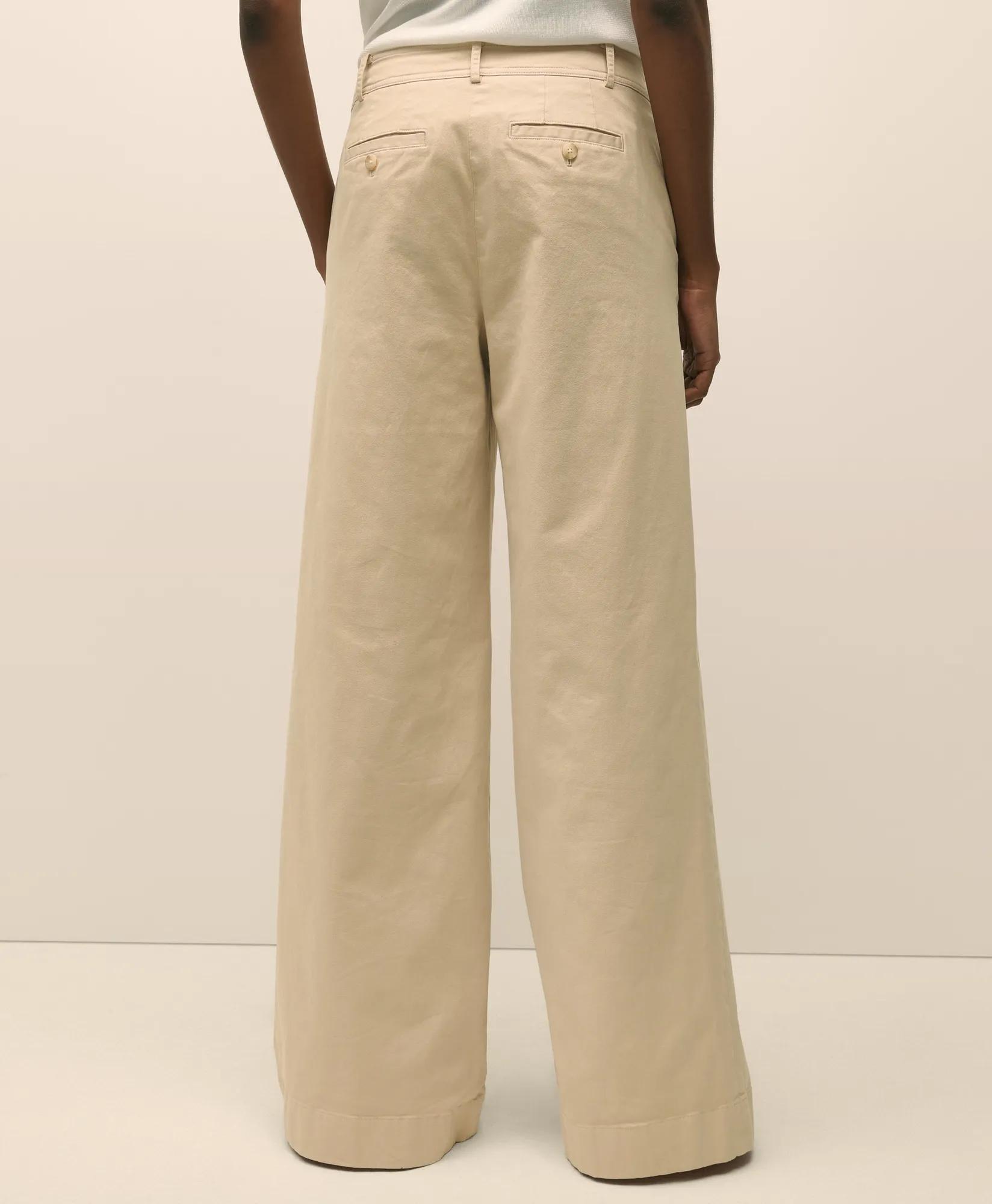 Cotton Twill Wide-Leg Pant
