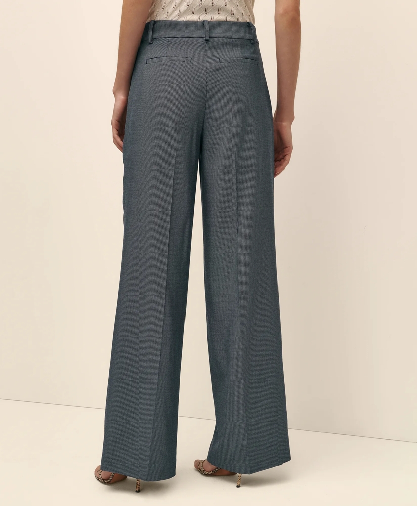 Merino Wool Blend Birdseye Wide Leg Trousers, image 3