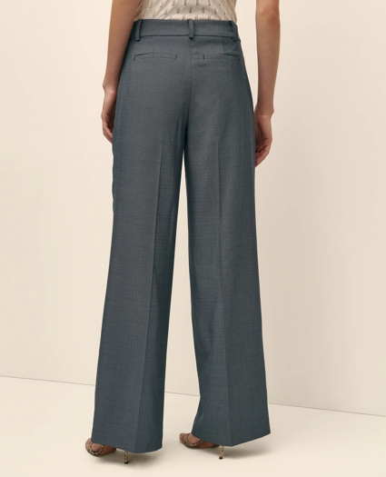 Merino Wool Blend Birdseye Wide Leg Trousers, image 3