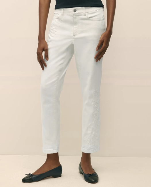 Floral Embroidered Straight Leg Jeans