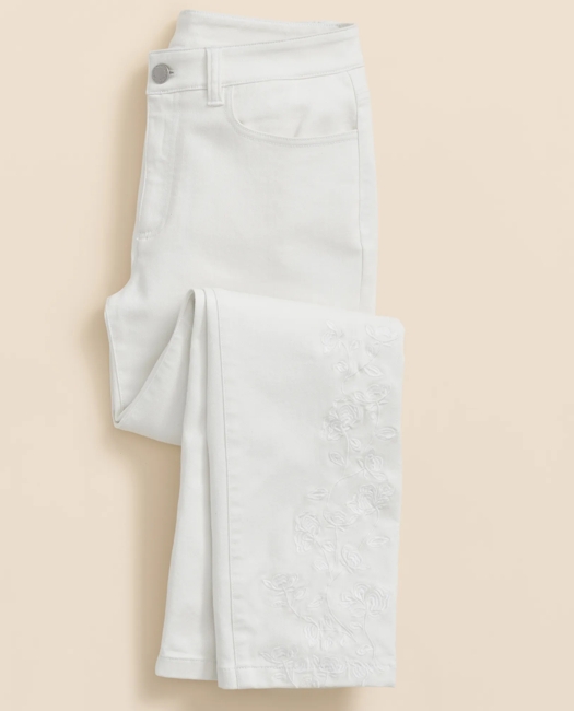 Floral Embroidered Straight Leg Jeans