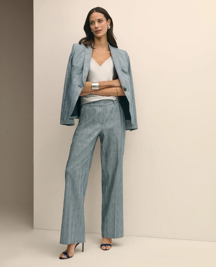 Linen Blend Wide-Leg Trousers, image 1