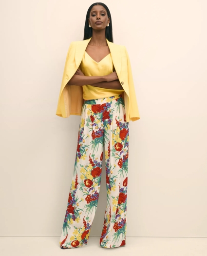 Floral Crepe Wide-Leg Pants, image 1