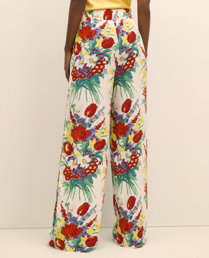Floral Crepe Wide-Leg Pants, image 4
