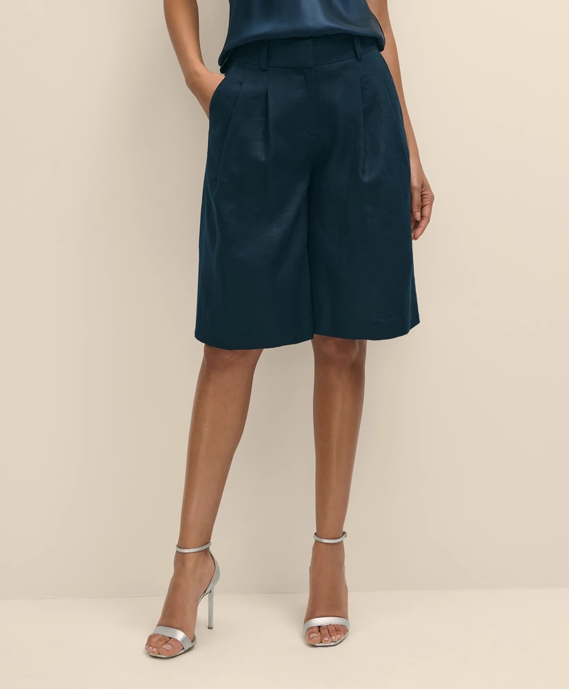 Linen Blend Culotte Shorts, image 2