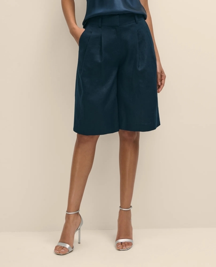 Linen Blend Culotte Shorts, image 2