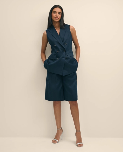 Linen Blend Culotte Shorts, image 4