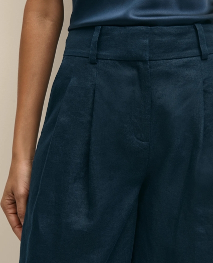 Linen Blend Culotte Shorts, image 5