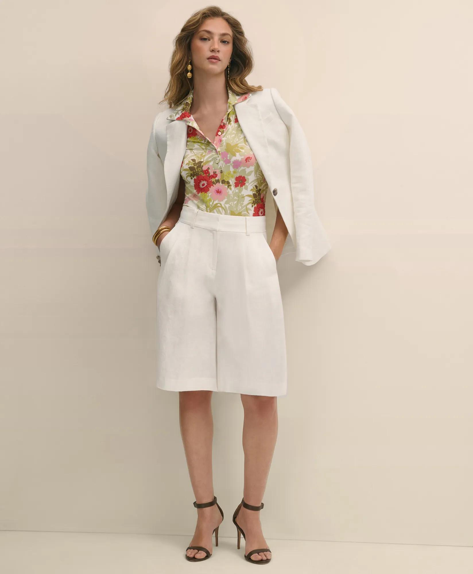 Linen Blend Culotte Shorts