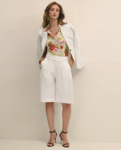 Linen Blend Culotte Shorts, image 1