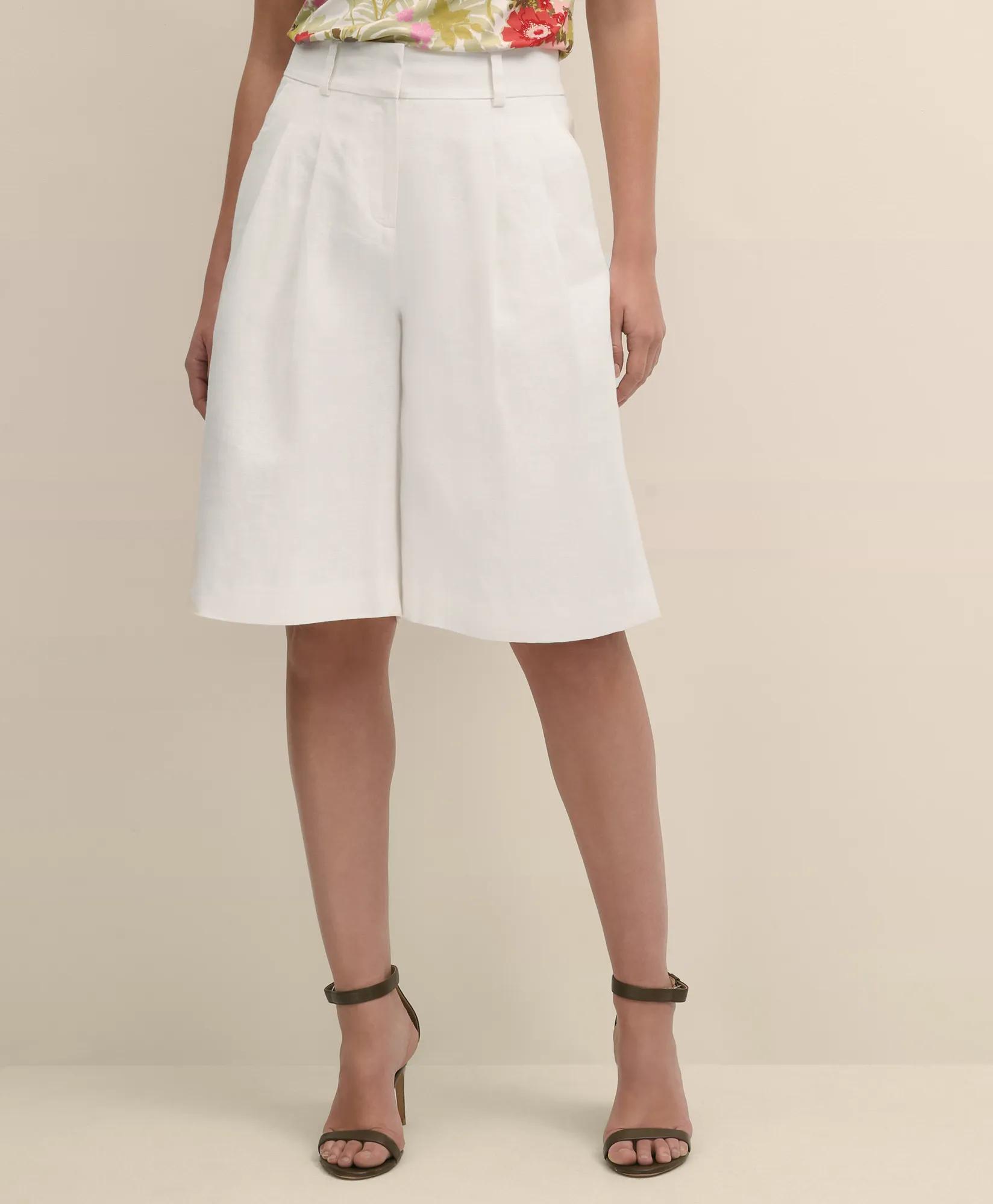 Linen Blend Culotte Shorts