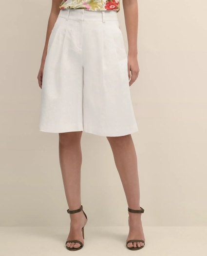 Linen Blend Culotte Shorts, image 2