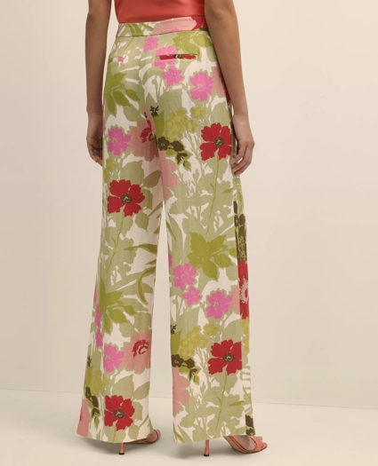 Drapey Linen-Blend Wide-Leg Floral Trousers, image 4