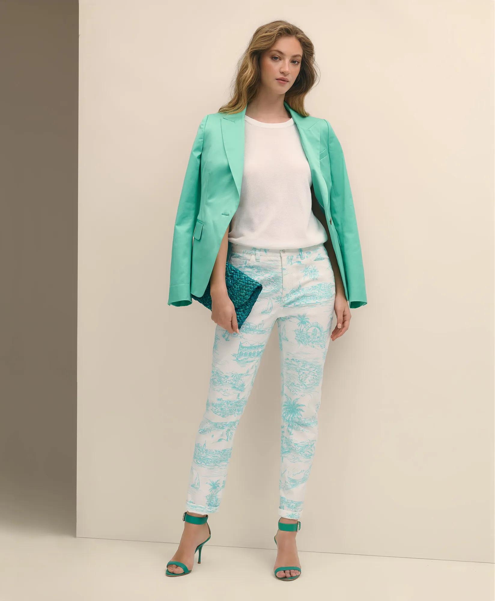 Cotton Dobby Bermuda Toile 5-Pocket Pants