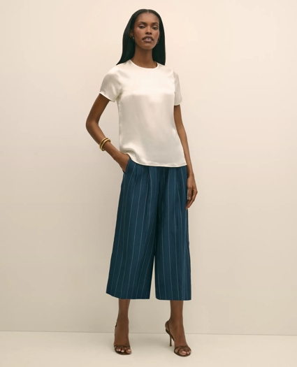 Linen-Blend Stripe Wide-Leg Culottes, image 3
