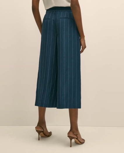 Linen-Blend Stripe Wide-Leg Culottes, image 5